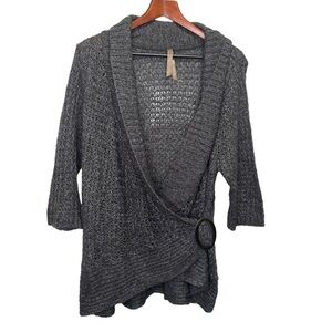 Pennington's Grey Faux Wrap Knit Sweater Size X